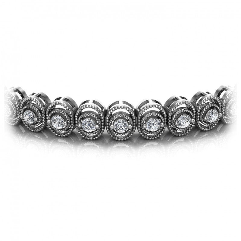 Round Cut Diamonds Vintage Bracelet in 14KT Yellow Gold