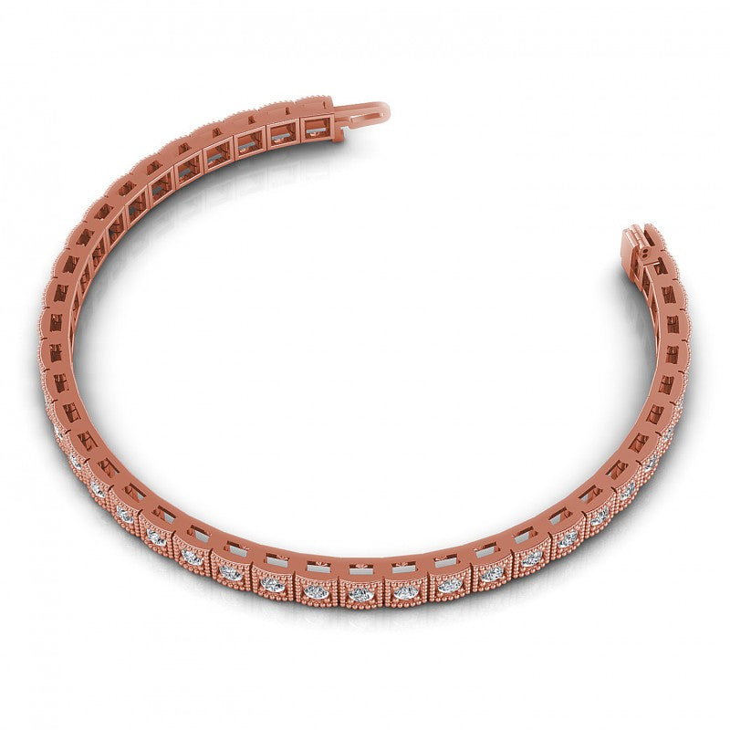 Round Diamonds 1.50CT Vintage Bracelet in 14KT Rose Gold