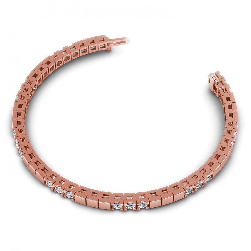 Round Cut Diamonds Tennis Bracelet in 18KT Rose Gold