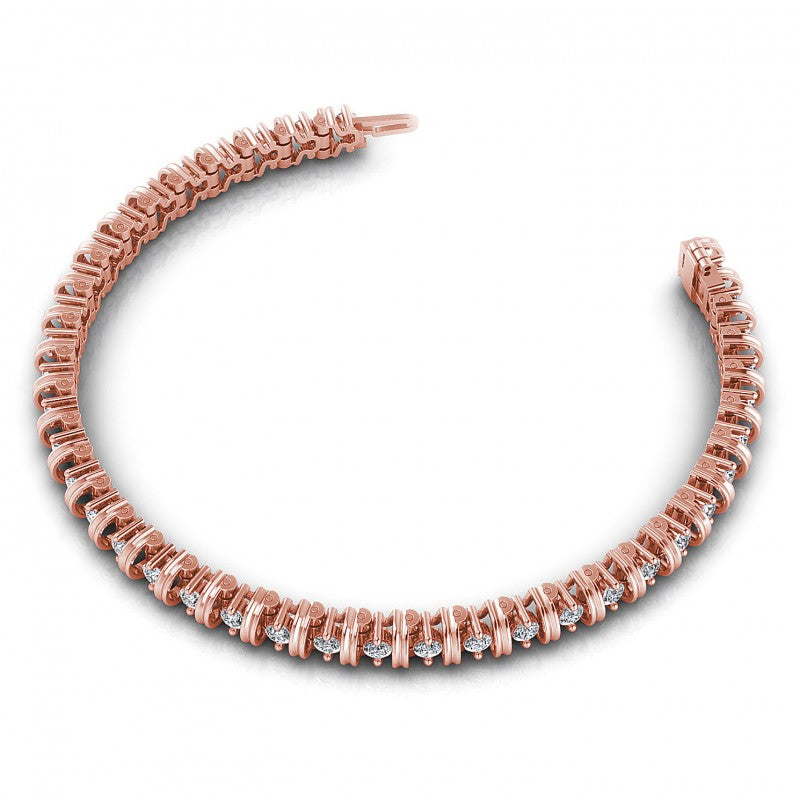 Round Cut Diamonds Tennis Bracelet in 18KT Rose Gold