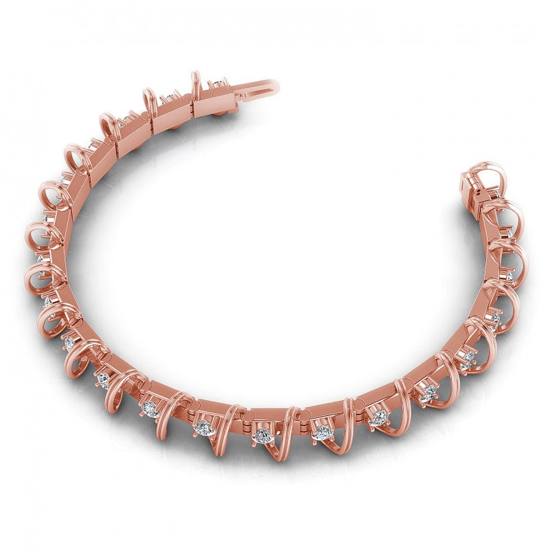Round Cut Diamonds Tennis Bracelet in 18KT Rose Gold