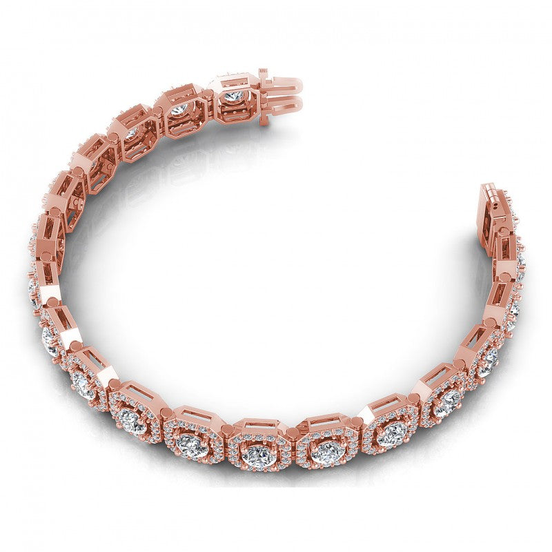 Round Cut Diamonds Vintage Bracelet in 18KT Rose Gold