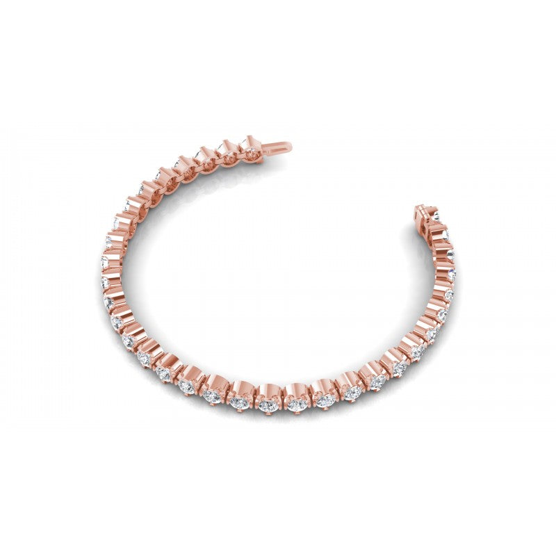 Round Cut Diamonds Tennis Bracelet in 18KT Rose Gold