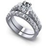 Emerald And Round Cut Diamonds Bridal Set in 14KT White Gold