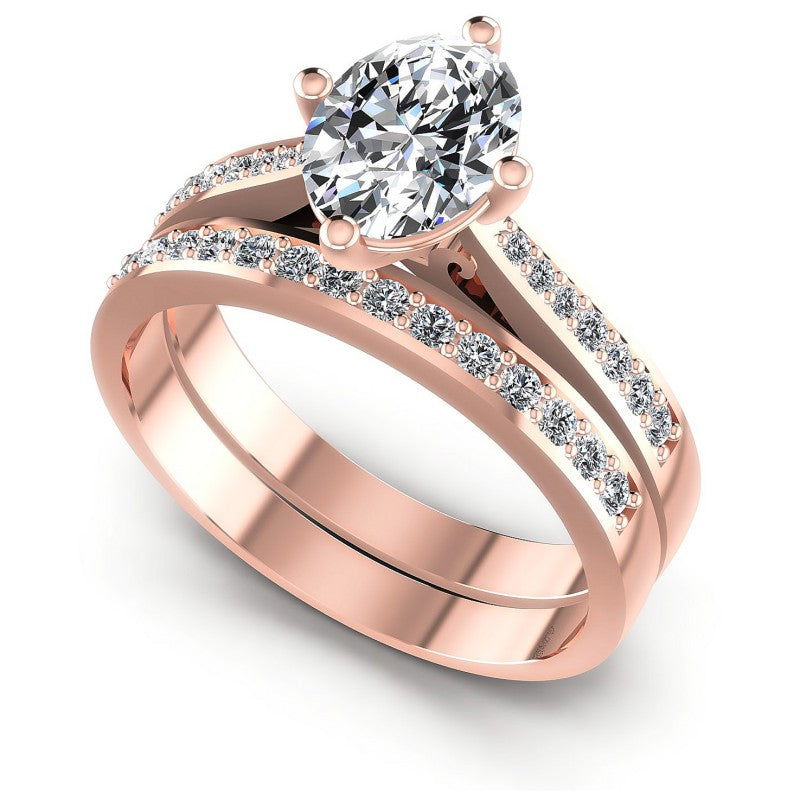Round And Oval Cut Diamonds Bridal Set in 18KT White Gold