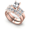Oval And Emerald Cut Diamonds Bridal Set in 18KT White Gold