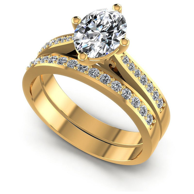 Round And Oval Cut Diamonds Bridal Set in 14KT White Gold