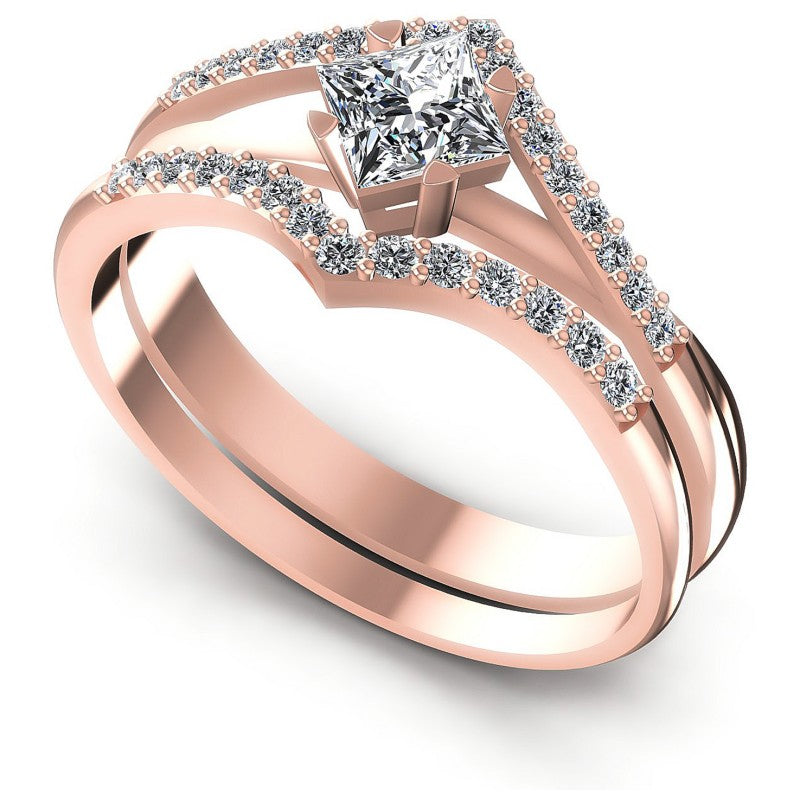 Princess and Round Diamonds 0.60CT Bridal Set in 18KT White Gold