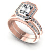 Round And Emerald Cut Diamonds Bridal Set in 18KT White Gold