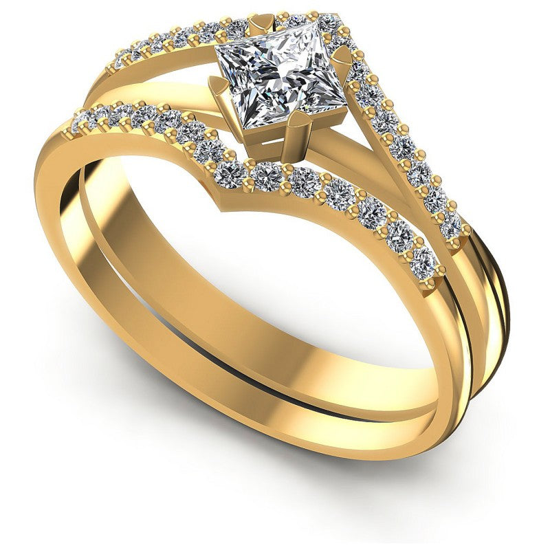 Princess and Round Diamonds 0.60CT Bridal Set in 14KT White Gold
