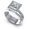 Princess And Round Cut Diamonds Bridal Set in 14KT White Gold