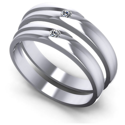 Round And Princess Cut Diamonds Wedding Sets in 14KT White Gold