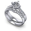 Cushion And Round Cut Diamonds Bridal Set in 14KT White Gold