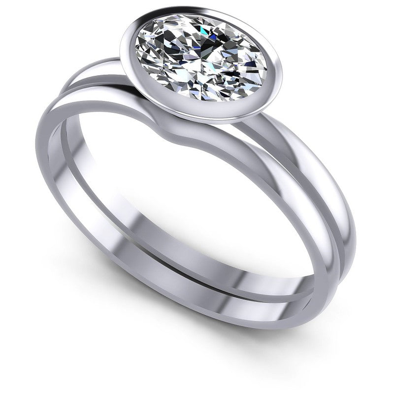 Oval Cut Diamonds Bridal Set in 14KT White Gold