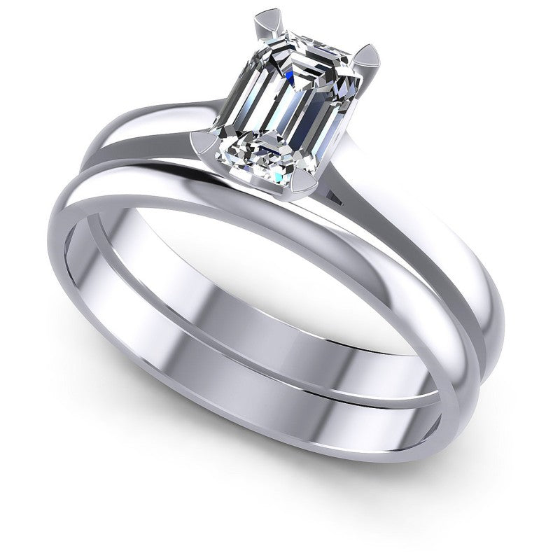 Emerald Cut Diamonds Bridal Set in 14KT White Gold