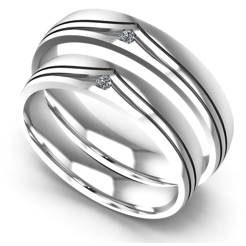 Round Cut Diamonds Wedding Sets in 14KT White Gold