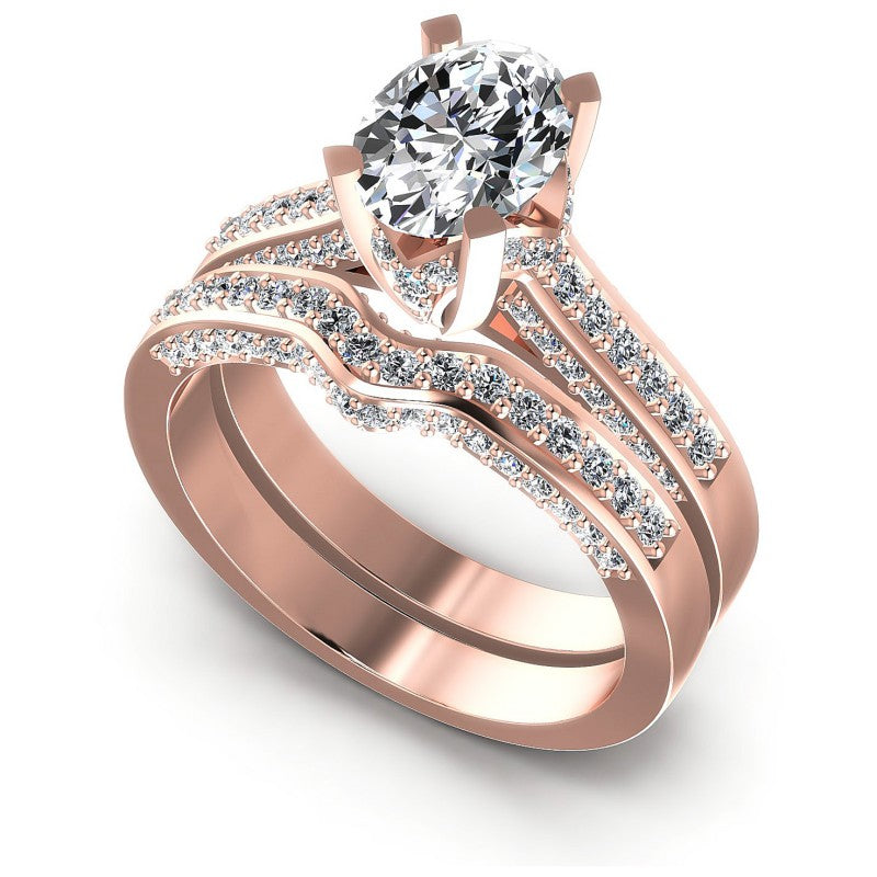 Round And Oval Cut Diamonds Bridal Set in 18KT White Gold