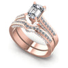Round And Emerald Cut Diamonds Bridal Set in 18KT White Gold