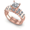 Round And Princess Cut Diamonds Bridal Set in 18KT White Gold