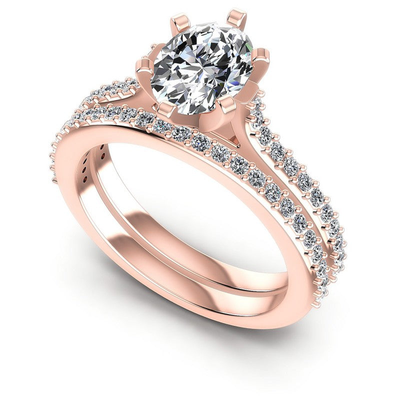 Round And Oval Cut Diamonds Bridal Set in 18KT White Gold
