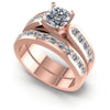 Round And Cushion Cut Diamonds Bridal Set in 18KT White Gold