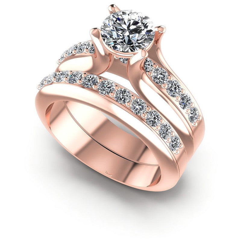 Round Cut Diamonds Bridal Set in 18KT White Gold