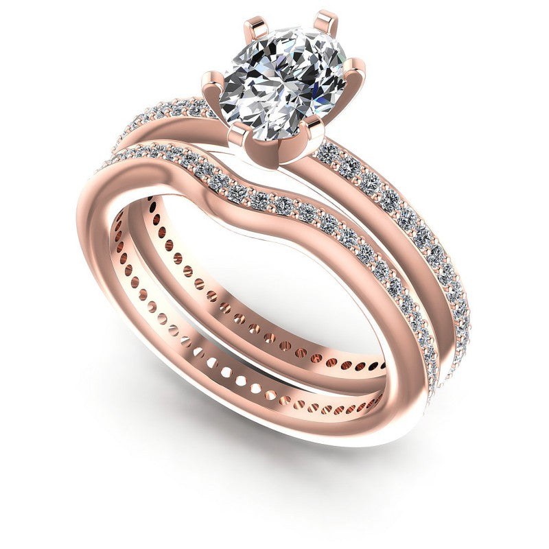 Round And Oval Cut Diamonds Bridal Set in 18KT White Gold