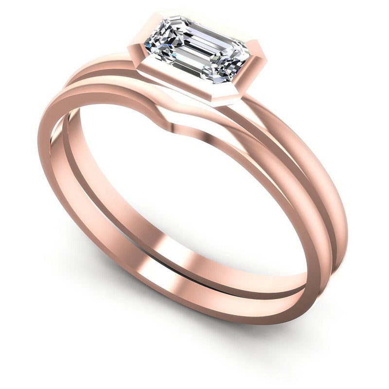 Emerald Cut Diamonds Bridal Set in 18KT White Gold
