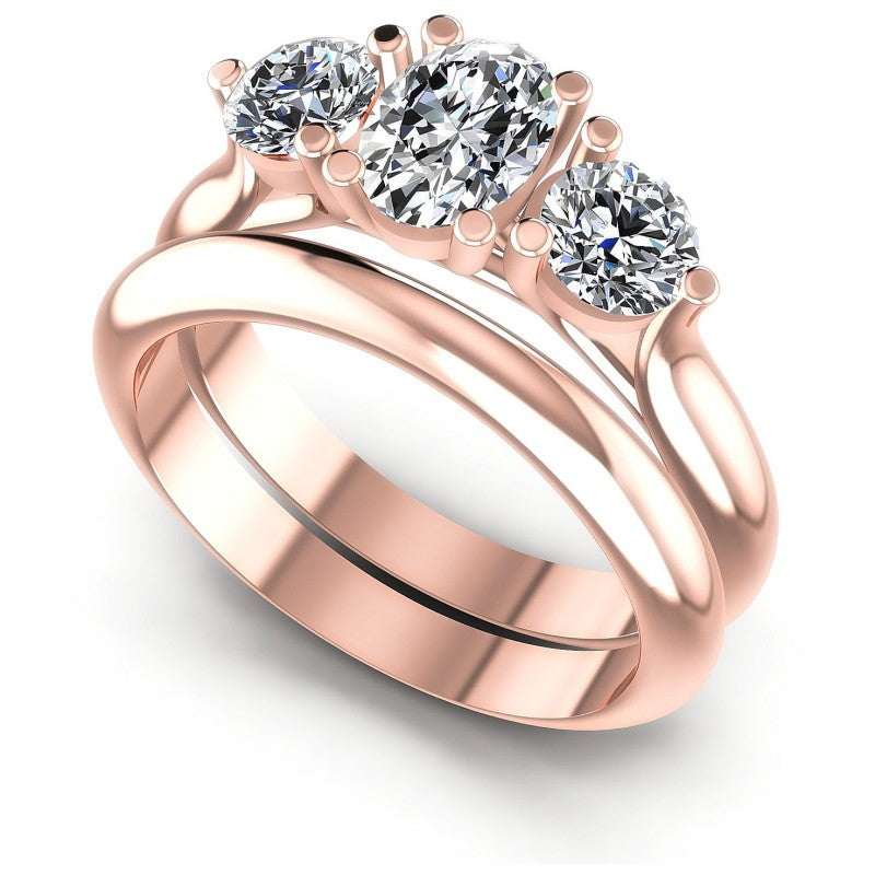 Oval And Round Cut Diamonds Bridal Set in 18KT White Gold