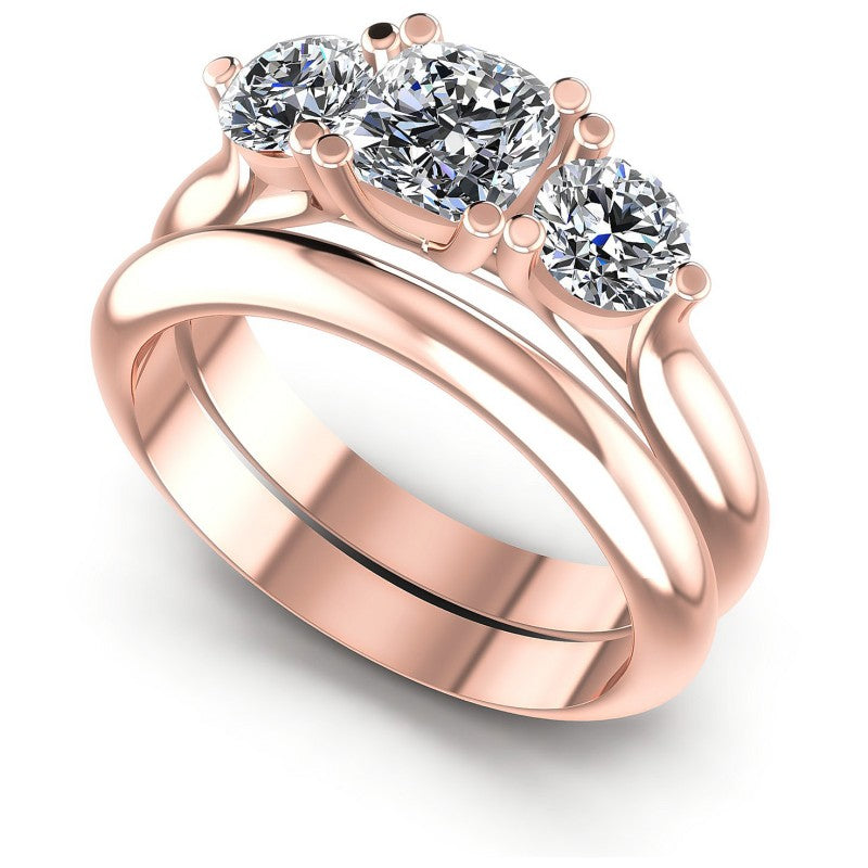 Cushion And Round Cut Diamonds Bridal Set in 18KT White Gold