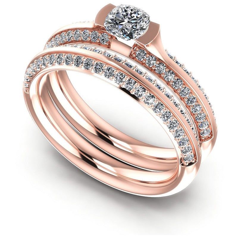 Round And Cushion Cut Diamonds Bridal Set in 18KT White Gold