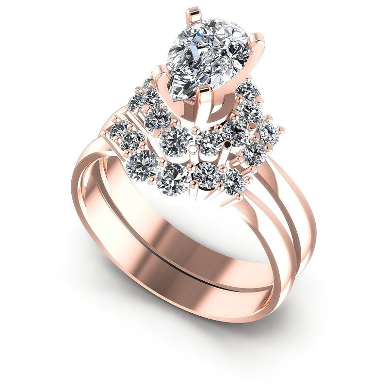 Round And Pear Cut Diamonds Bridal Set in 18KT White Gold
