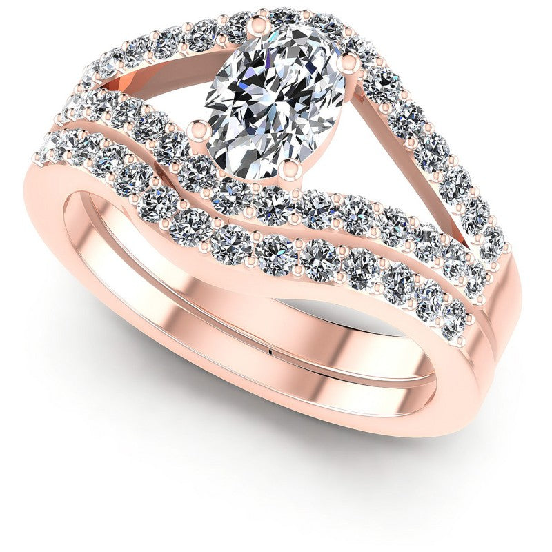 Round And Oval Cut Diamonds Bridal Set in 18KT White Gold