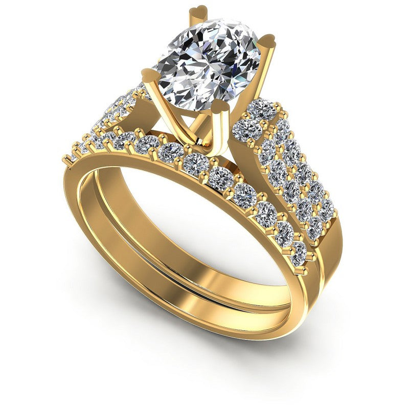 Round And Oval Cut Diamonds Bridal Set in 14KT White Gold