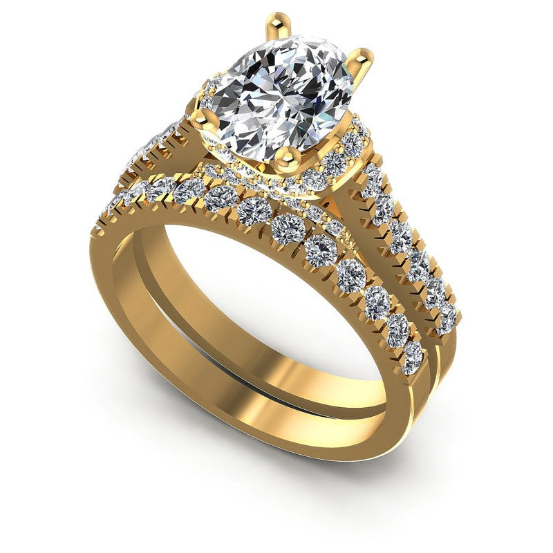 Round And Oval Cut Diamonds Bridal Set in 14KT White Gold