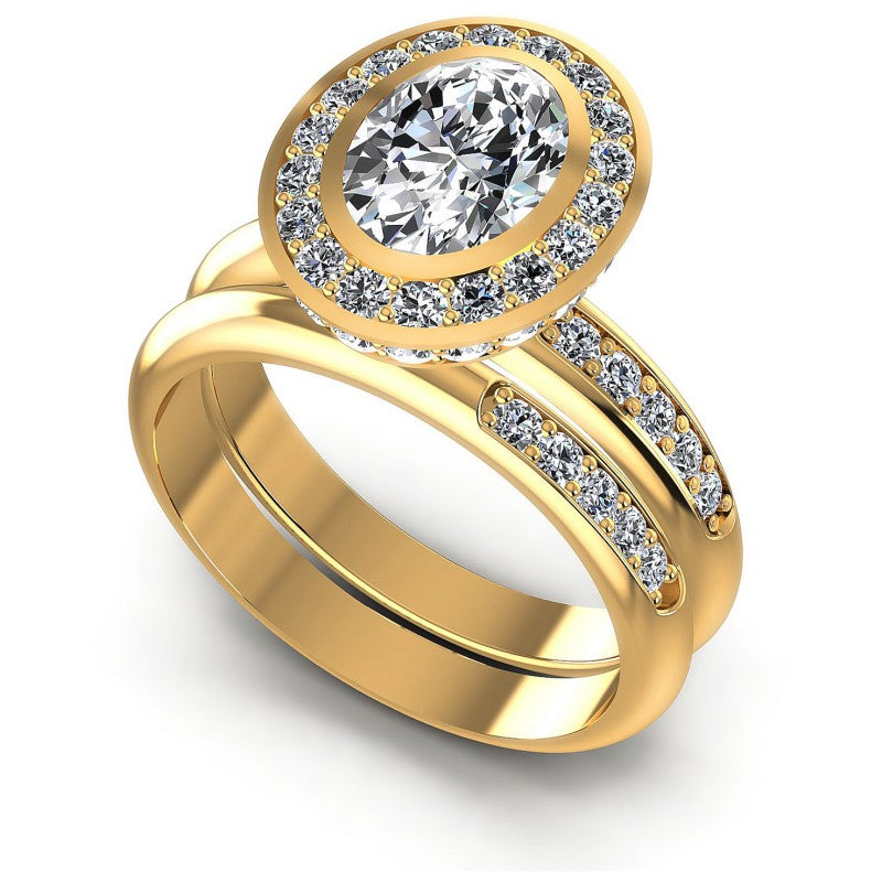 Round And Oval Cut Diamonds Bridal Set in 14KT White Gold