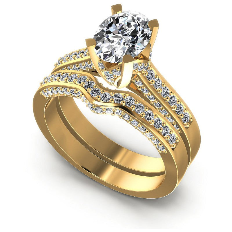 Round And Oval Cut Diamonds Bridal Set in 14KT White Gold
