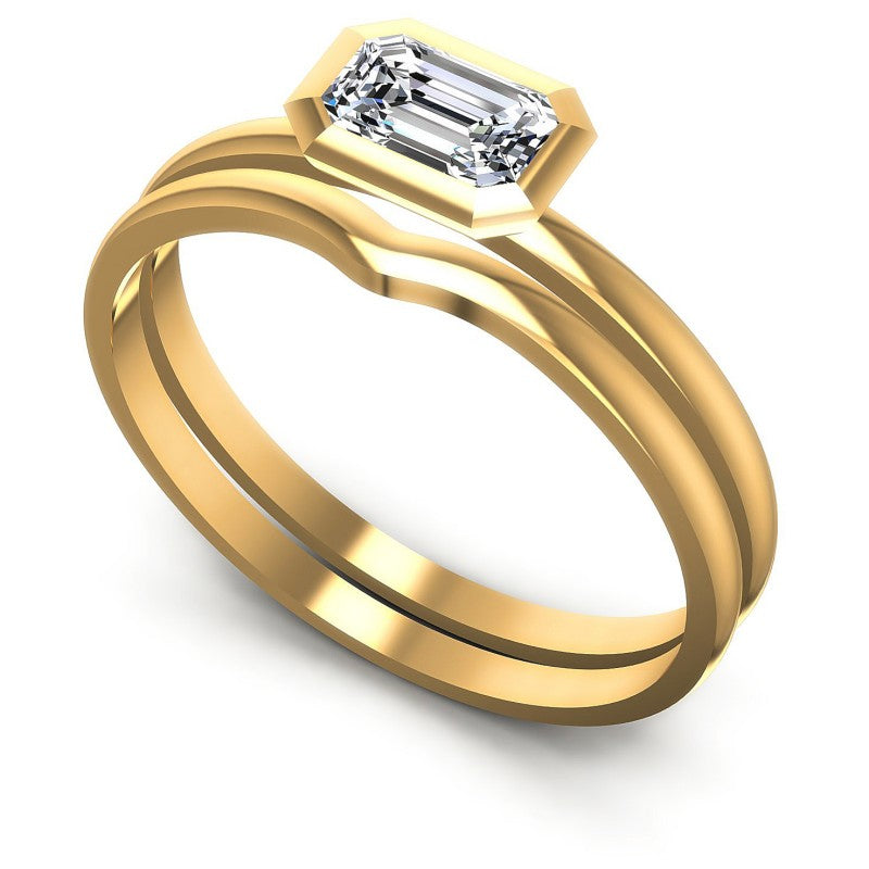 Emerald Cut Diamonds Bridal Set in 14KT White Gold