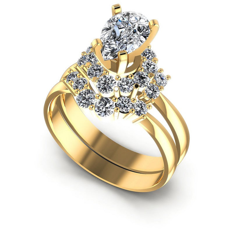 Round And Pear Cut Diamonds Bridal Set in 14KT White Gold