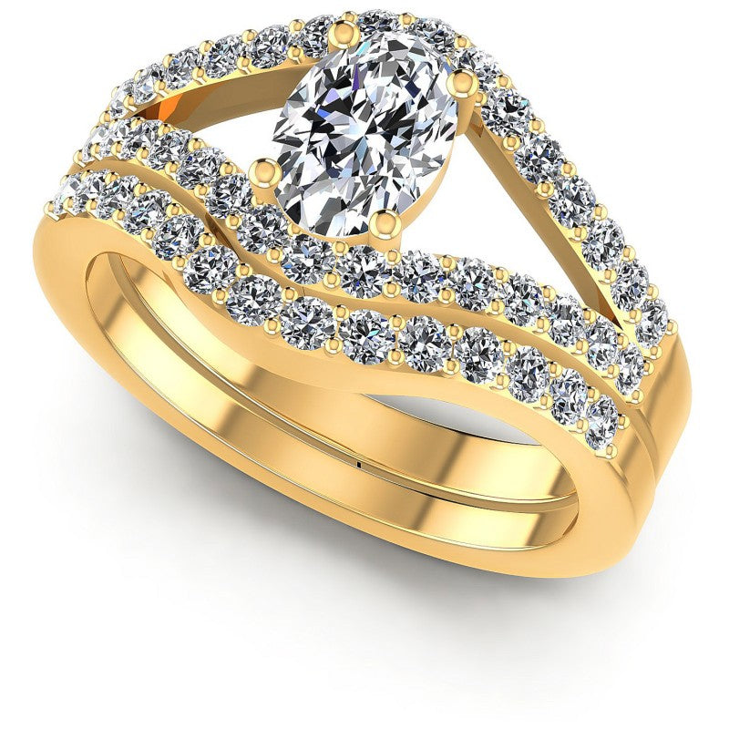 Round And Oval Cut Diamonds Bridal Set in 14KT White Gold