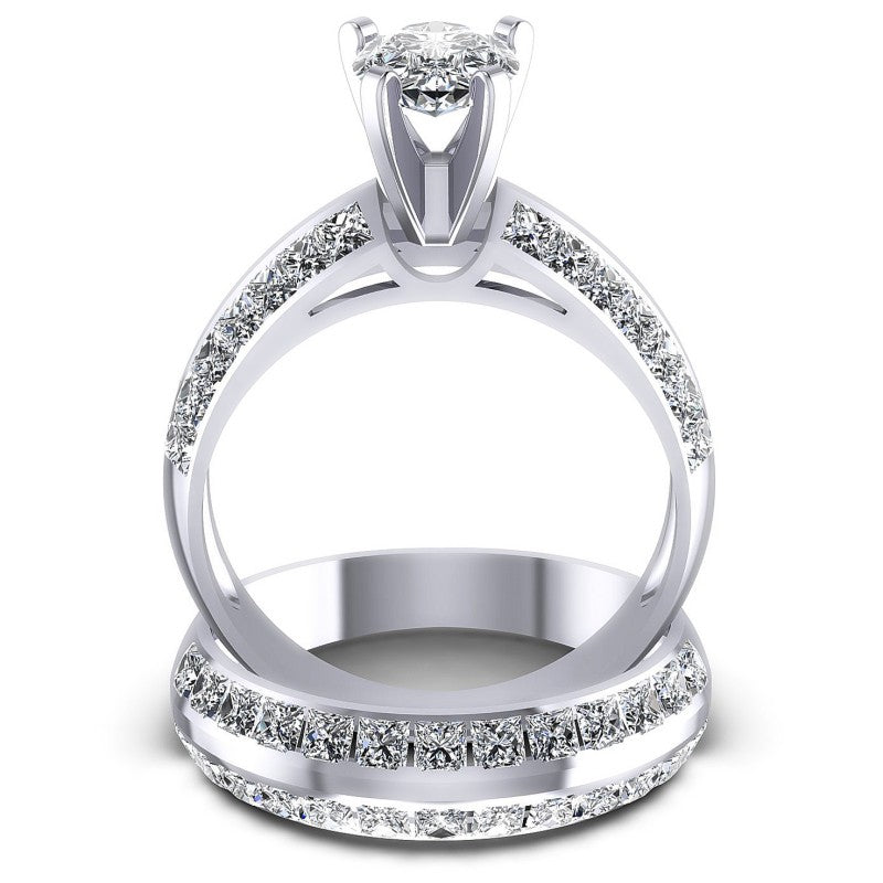 Princess And Pear Cut Diamonds Bridal Set in 14KT Yellow Gold