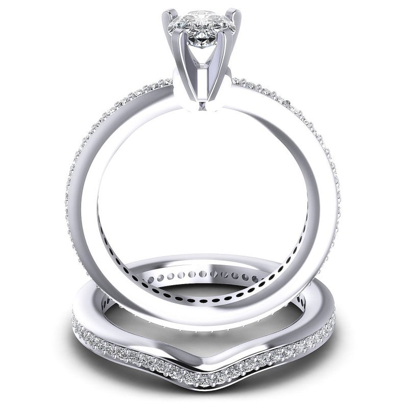 Round And Pear Cut Diamonds Bridal Set in 14KT Yellow Gold