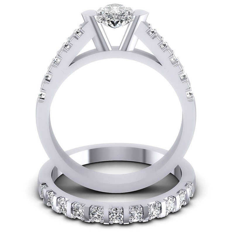 Round And Pear Cut Diamonds Bridal Set in 14KT Yellow Gold