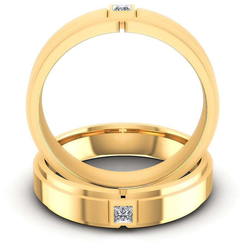 Princess Cut Diamonds Wedding Sets in 14KT Yellow Gold