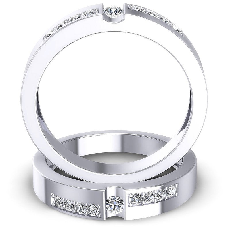 Round Cut Diamonds Wedding Sets in 14KT Yellow Gold