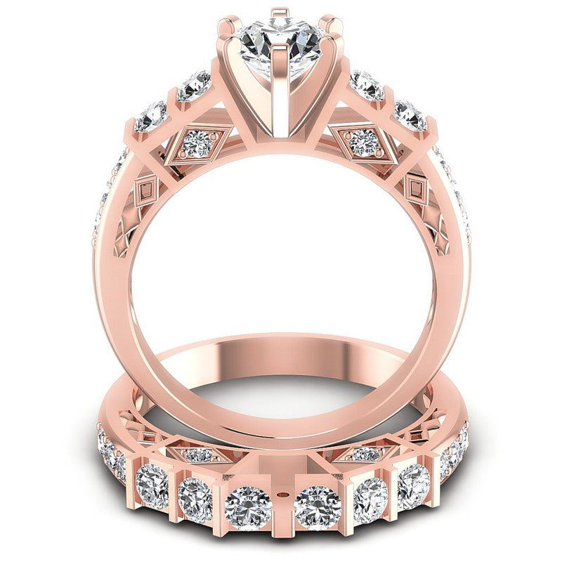 Round Diamonds 1.50CT Bridal Set in 18KT Yellow Gold