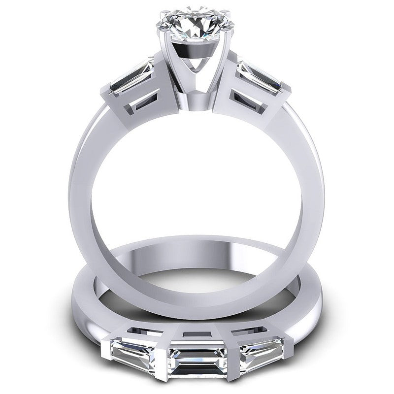 Baguette and Round Diamonds 1.20CT Bridal Set in 14KT Yellow Gold