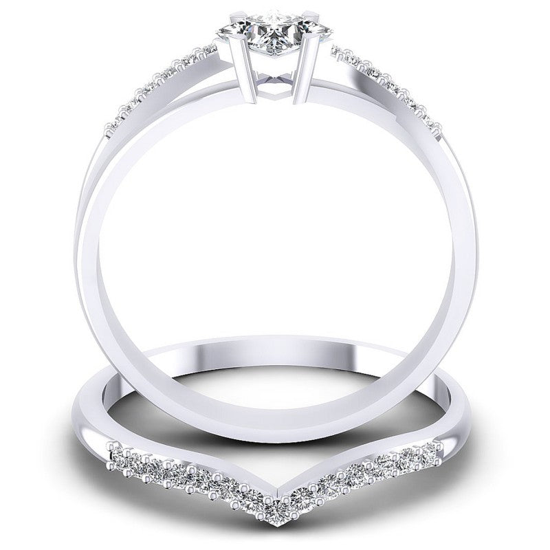 Princess and Round Diamonds 0.60CT Bridal Set in 14KT Yellow Gold