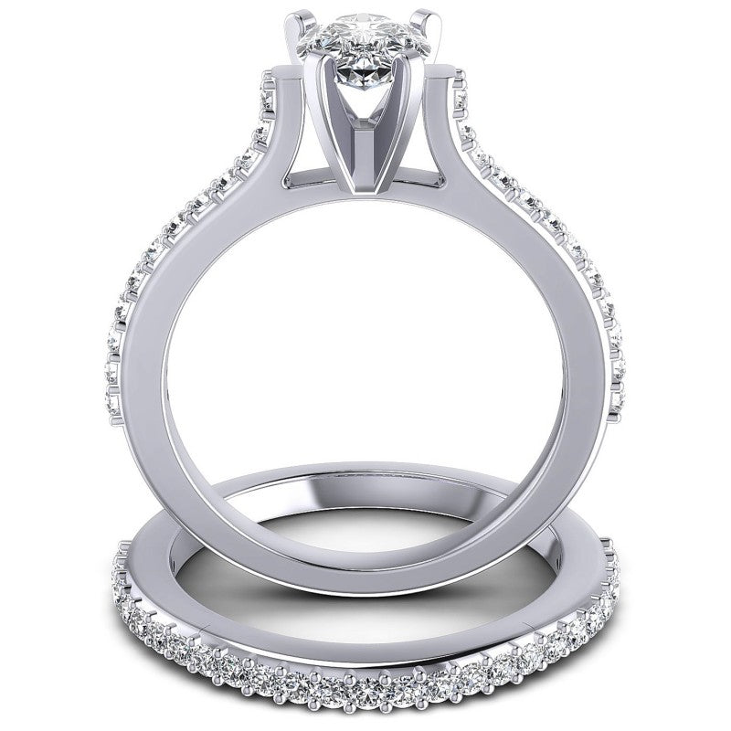 Round And Pear Cut Diamonds Bridal Set in 14KT Yellow Gold