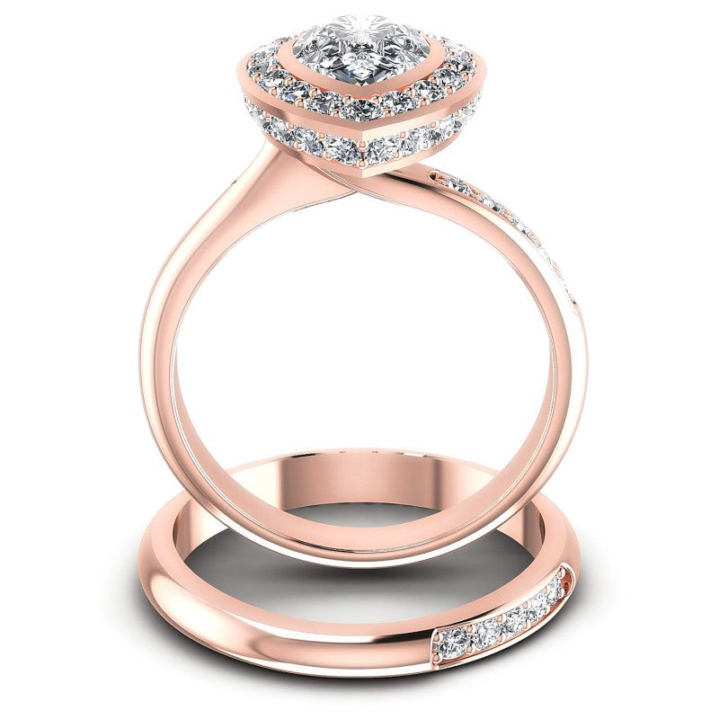 Round And Pear Cut Diamonds Bridal Set in 18KT Yellow Gold